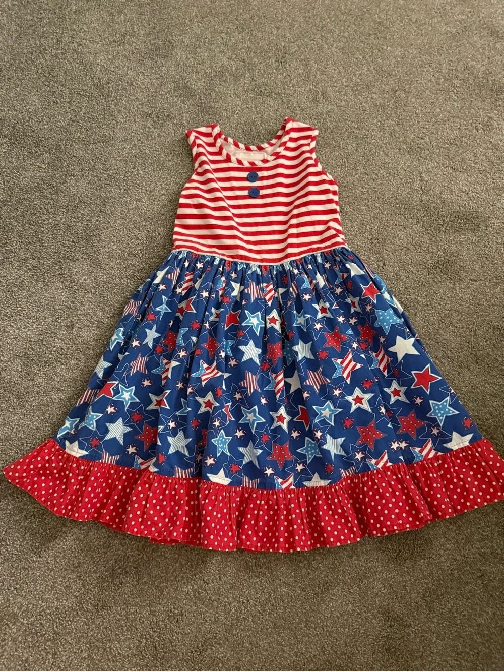 Eleanor Rose Patriotic Red, White & Blue Star Spangled Dress Sz 7-8